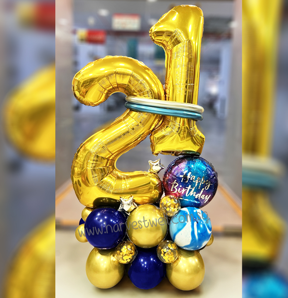 Duo Number Happy Birthday Organic Balloon Centerpiece
